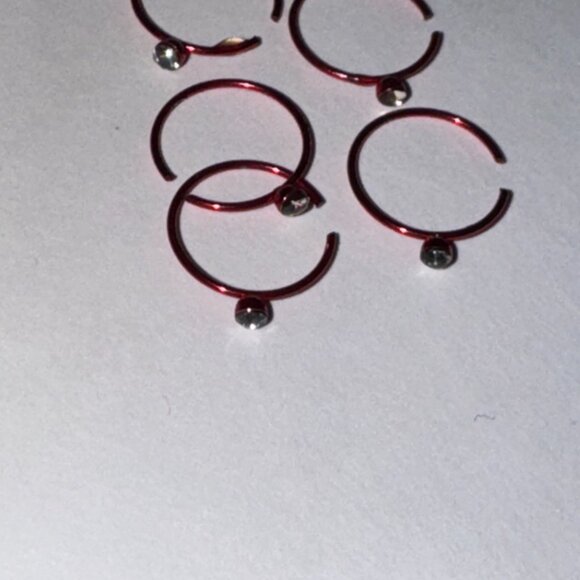 Red 22 Gauge Titanium Plated Hoop Nose Rings - Picture 8 of 10